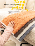 冬季毛绒款加厚沙发垫四季通用布艺防滑坐垫子现代简约沙发套罩巾