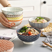 釉下彩日式面碗家用大号碗，单个创意陶瓷泡面，碗汤碗海碗个性面条碗