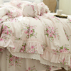法式韩式田园公主风玫瑰花，蕾丝全棉纯棉床裙款床上用品被套四件套