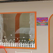 创意墙贴纸甜品奶茶店橱窗贴儿童服装店装饰鲜花玻璃门贴围栏栅栏