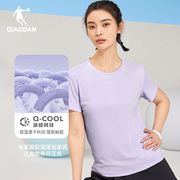 中国乔丹运动短袖女2024夏季t恤女士上衣透气吸汗印花休闲衣