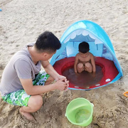 儿童宝宝海边玩沙小孩男孩女孩，海滩挖沙男童，女童幼儿玩水沙滩帐篷
