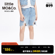 凉感抑菌-little moco童装夏装女童牛仔裤破洞裤儿童短裤大童裤子