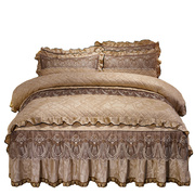欧式夹棉床裙四件套天鹅绒蕾丝床套床罩被套加厚保暖冬季床上