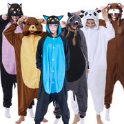 年会派对表演卡通北极熊，狒狒浣熊黑白棕熊，蓝猫男女动物连体演出服