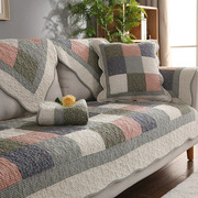 防滑布艺田园沙发垫四季客厅，实木组合全棉123三件套装欧式全包罩