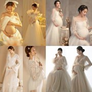 孕妇照服装白色小清新套装，影楼孕妇时尚，唯美孕妈个人写真摄影服装
