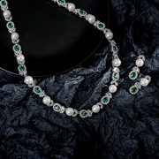 韩式婚礼奢华珍珠项链耳环套装满钻AAA锆石新娘晚宴会精美配饰品