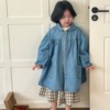 童外套2024春款女童韩版可爱娃娃，领泡泡袖，牛仔上衣儿童中长款外套