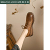 bb古韩国牛皮厚底系带松糕单鞋，女2024新复古(新复古)坡跟中跟英伦风乐福鞋