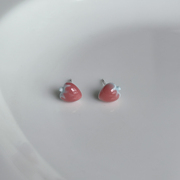 小只可爱小草莓陶瓷耳钉，甜美小清新耳环小众，设计感耳饰耳夹潮