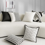 简约现代抱枕沙发客厅新中式高级感黑白靠枕套雪尼尔提花靠垫床头