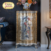 茱莉安复古实木多层手绘金银箔卧室家用五斗柜法式古典装饰储物柜