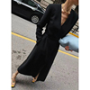 欧㺯法式风格v领一片式系带高级醋酸黑色，风衣式连衣裙时尚女神范