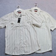 日系复古夏季薄款色织条纹短袖衬衫男女款纯棉小众设计感宽松衬衣