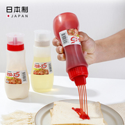 日本进口家用有盖多孔，色拉瓶厨房，调味瓶塑料沙拉酱挤压瓶白色调味