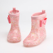 日系卡通粉色蝴蝶结，可爱儿童雨鞋雨靴女女童公主幼儿园水鞋防滑