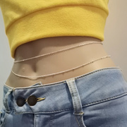 欧美夏季S925纯银双层流苏腰链女性感身体链光身比基尼链