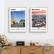 英国城市风景装饰画客厅沙发背景墙卧室壁画伦敦伯明翰利物浦挂画