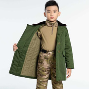 儿童军棉绿大衣加厚保暖网红宝宝棉袄冬季中长款大衣军绿色外套