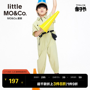 little moco童装夏装儿童男女童工装风短袖连体裤KBB2JPS001