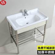 不锈钢支架盆卫生间，洗手盆洗面盆浴室柜陶瓷台盆，一体式落地水池