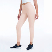 外贸女瑜伽长裤 高腰紧身裤防皱裸感弹力运动九分裤 小码XS粉色