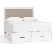 美式全实木双人床1.8米布艺，抽屉高箱储物床1.5小户型白色主卧床
