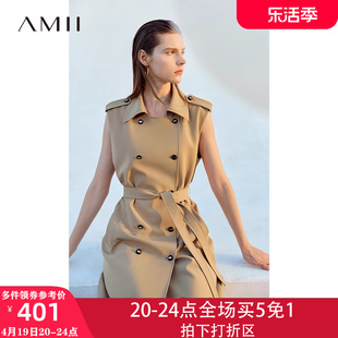 Amii无袖英伦风马夹风衣马甲女款2023秋季气质高级感外套欧货