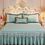 公主风蕾丝夹棉床裙三件套1.5米1.8m床防滑加厚床单床套欧式床罩