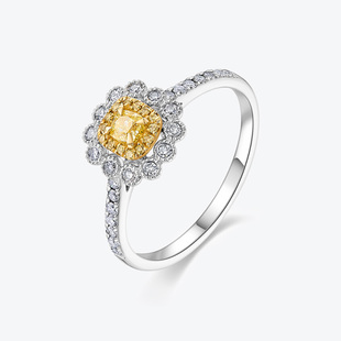 MELUXE黄钻戒指18K金指环群镶排钻女戒求婚钻石轻奢婚戒小众设计