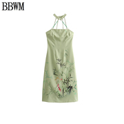bbwm欧美女装时尚新中式，国风串珠连衣裙