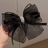 蝴蝶结头饰弹簧夹精致时尚气质，后脑勺大号珍珠，黑色发饰发夹夹子