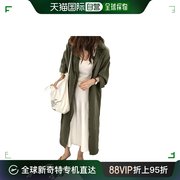 日本直邮Amulet喵护符女士休闲衬衫连衣裙绿色长裙长袖修身