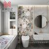 现代浴室卫生间花砖花片艺术瓷砖背景墙岩板带花墙砖植物拼图壁画