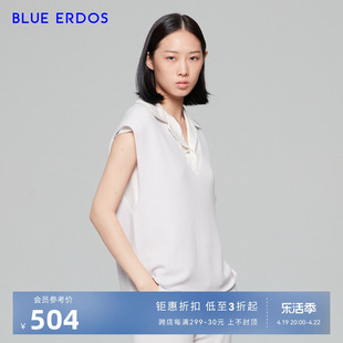 BLUE ERDOS女装 春夏舒适通勤时尚舒适纯羊毛无袖V领针织背心女