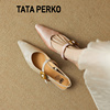 tataperko联名包头凉鞋女夏季时尚，2.5cm小坡跟，一字扣带玛丽珍鞋