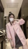韩版时尚粉色中长款衬衫女2024春夏，宽松单排扣减龄，气质显瘦外套潮
