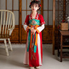 女童汉服红色连衣裙春秋季l7唐装儿童超仙中国风古装重工刺绣裙子