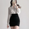 白色OL职业雪纺衬衫女2023韩版修身显瘦百搭长袖打底衫薄款上衣春