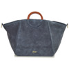 bettylondon女包大容量手提包，真皮高级感复古圆环蓝色购物袋