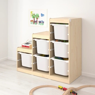 宜家IKEA舒法特架子松木儿童玩具收纳柜子梯形国内白色木色