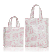 欧美购物袋PVC大容量防水购物袋字母粉色伦敦风景便当手提单肩包