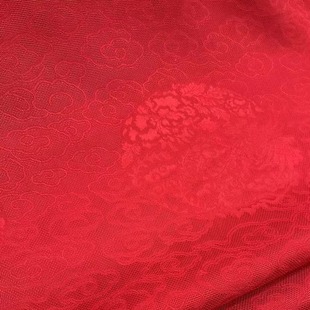 凤团/22姆透孔花萝纯桑蚕丝117门幅纯色真丝丝绸裙子旗袍红色面料