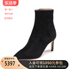 菲拉格慕Ferragamo女士绒面皮尖头细跟靴子及踝短靴高跟鞋0753960