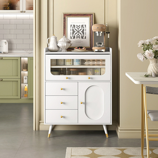 法式奶油风餐边柜家用厨房多功能小收纳柜现代简约边柜储物柜碗柜