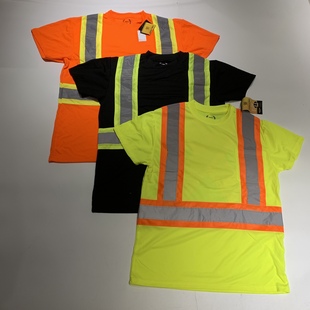 出口剩余荧光绿荧光橘色宽反光条安全防护服短袖T恤夏季道路施工