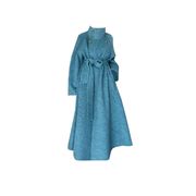 大码胖MM设计感蓝色立领毛呢外套女秋冬季氛围感显瘦气质呢子大衣