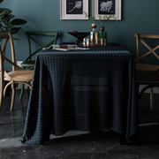 法式复古藏青提花蕾丝桌布家用长方形茶几餐桌布艺镂空