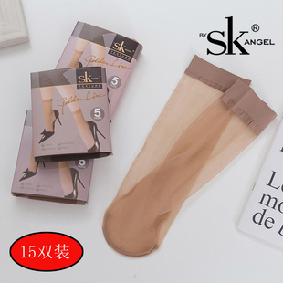 15双sk2905短丝袜水晶丝，性感超薄短袜，脚尖透明隐形防勾丝黑肉色女